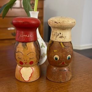Vintage wooden salt and pepper shaker
